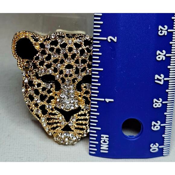 Crystal Tiger‎ Head New! Gold/black rhinestones Brouch. Bling. Mob wife. … - Picture 4 of 13